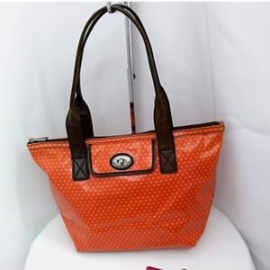 FOSSIIL VINTAGE KEY PER ORANGE COATED CANVAS TOTE
